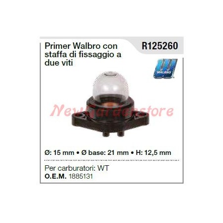 Apprêt WALBRO pour carburateur WT tondeuse tondeuse R125260 | Newgardenstore.eu