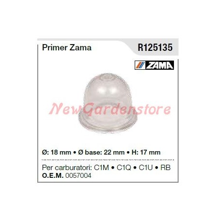 ZAMA primer pour carburateur C1M C1Q C1U débroussailleuse R125135 | Newgardenstore.eu