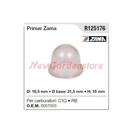 ZAMA primer for carburettor C1Q RB brushcutter R125176 | Newgardenstore.eu