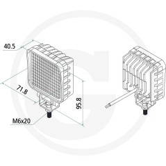 Proyector de trabajo led para barra pulverizadora 12-24 V montaje en soporte recto | Newgardenstore.eu