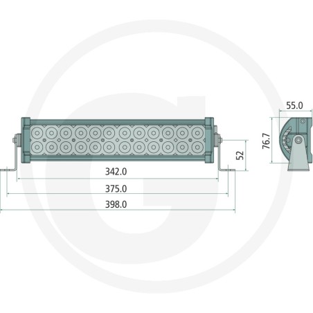 Proyector de trabajo, barra de luz de proximidad o iluminación de haz extensivo