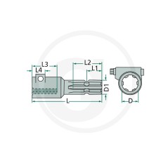 Extension with farm tractor push button 1 38/'' 21 teeth 6147500138121175