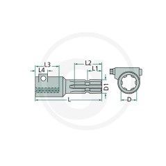 Rallonge avec bouton poussoir pour tracteur agricole 1 38/'' 6 dents 6147500121138165 | Newgardenstore.eu