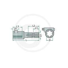 Prolunga con pulsante trattore agricolo 1 38/'' 6 denti 6147500138138175