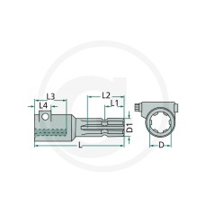 Alargadera con tornillo de apriete tractor agrícola 1 3/8'' 6 dientes 61475001384138175 | Newgardenstore.eu