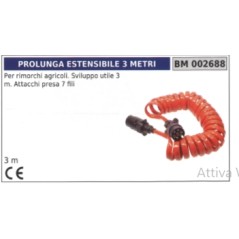 Extension cable for agricultural trailers / usable length 3 metres / socket connections 7-wire