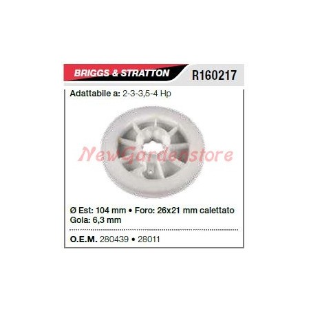 Polea de arranque cortacésped B&S 2-3-3,5-4 CV R160217 | Newgardenstore.eu