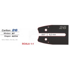 CARLTON ELETTRA270 Safe Tip Kettensägen-Kettenradschiene L- 30cm Dicke 1,3mm