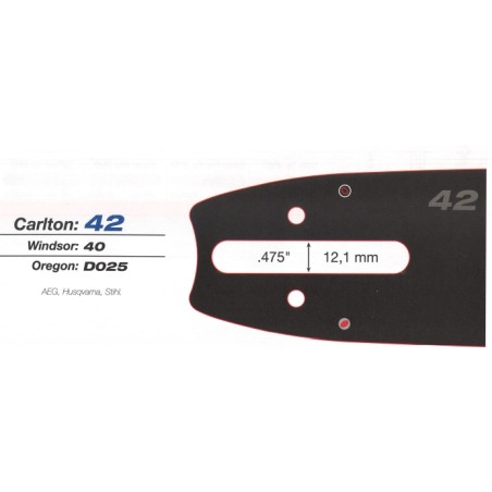 CARLTON KES36 SemiProTip barra de piñones para motosierra 40cm largo, 1,6mm espesor
