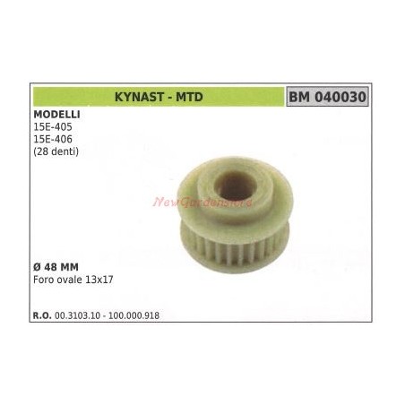 Lawn tractor mower pulley 15E-405 15E-406 KYNAST 040030 | Newgardenstore.eu