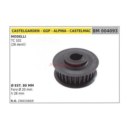 Lawnmower cutter pulley TC 102 28 teeth ALPINA 004093 | Newgardenstore.eu