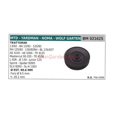 Polea para tractor cortacésped 13/92 BA 13/92 MTD 021625 | Newgardenstore.eu