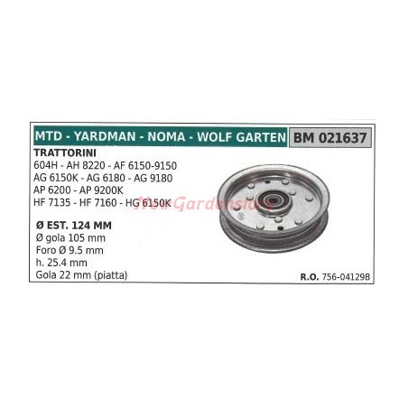 Pulley for lawn tractor mower 604H AH8220 MTD 021637 | Newgardenstore.eu