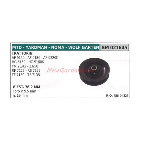 Polea para tractor cortacésped AF 9150 9180 AP9220K MTD 021645 | Newgardenstore.eu