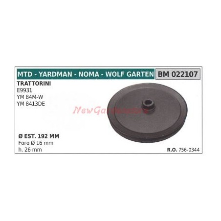 Polea para tractor cortacésped E9931 MTD 022107 | Newgardenstore.eu