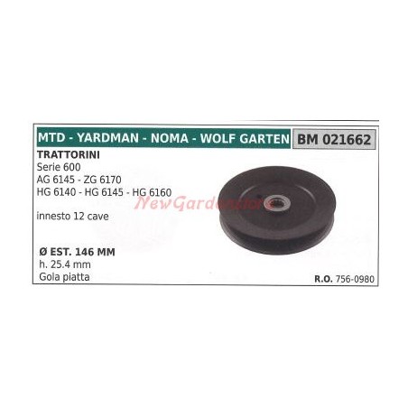 Polea para tractor cortacésped serie 600 MTD 021662 | Newgardenstore.eu