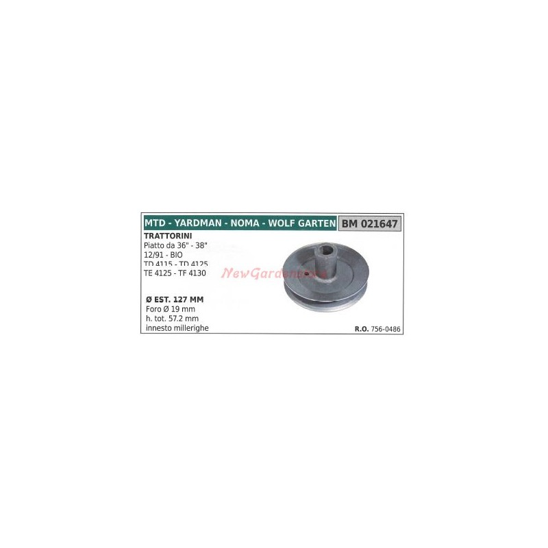 Riemenscheibe für Rasentraktor-Mähwerk TD4115 4125 MTD 021647