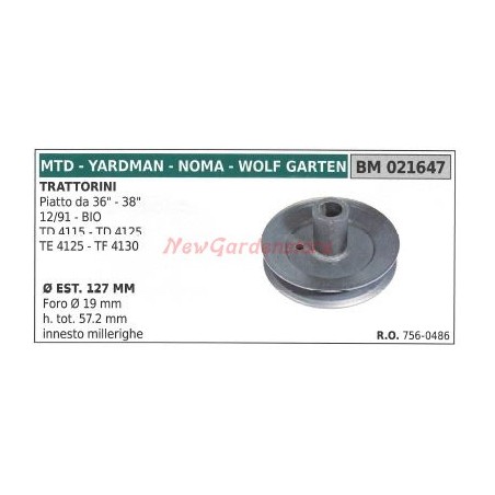 Lawn tractor cutter pulley TD4115 4125 MTD 021647 | Newgardenstore.eu