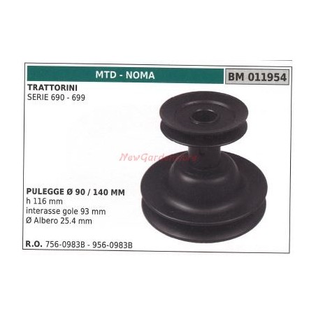 Polea para tractor de césped serie 690 699 MTD 011954 | Newgardenstore.eu