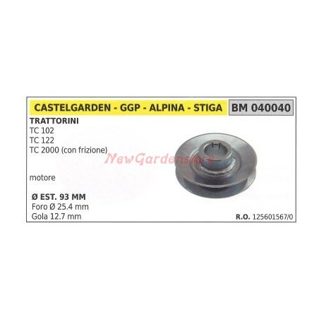 Polea para tractor cortacésped TC 102 ALPINA 040040 | Newgardenstore.eu