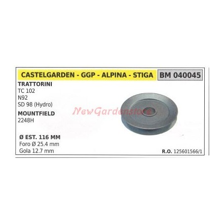 Polea para tractor cortacésped TC 102 ALPINA 040045 | Newgardenstore.eu