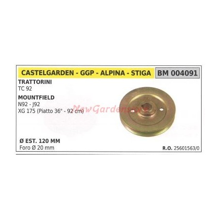 Polea para tractor cortacésped TC 92 ALPINA 004091 | Newgardenstore.eu