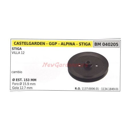 Puleggia per trattorino rasaerba tosaerba tagliaerba villa 12 040205 | Newgardenstore.eu