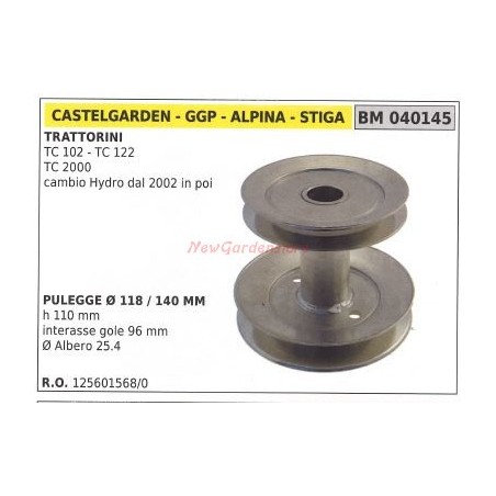 Polea para tractor de césped TC102 122 transmisión hidro GGP 040145 | Newgardenstore.eu