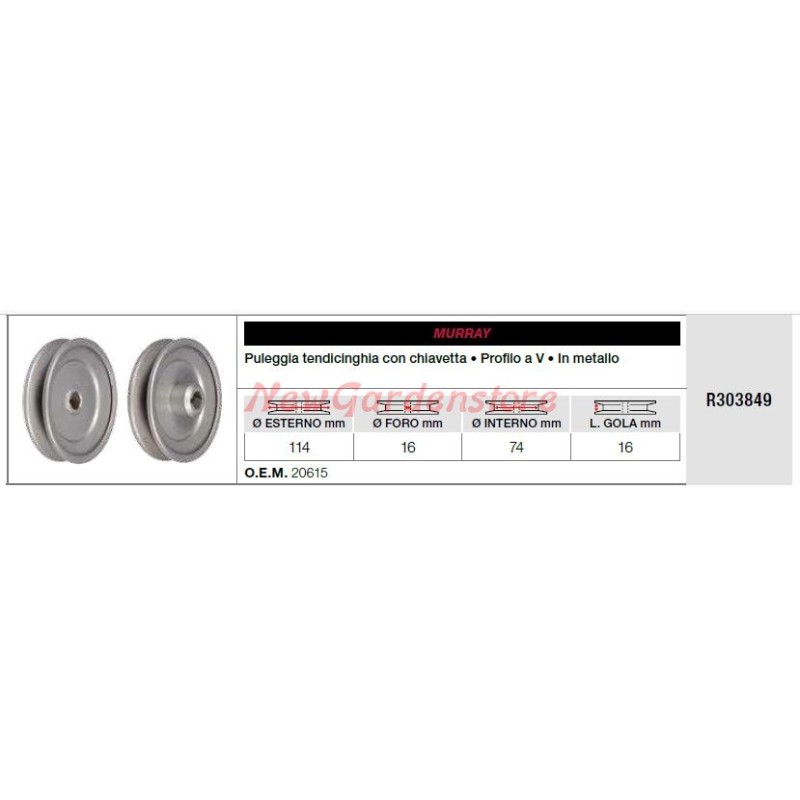 Polea del tensor de la correa Cortadora de césped tractor MURRAY R303849