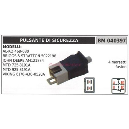 Pulsante di sicurezza sensore brigg &stratton modelli Al-ko 468-680 5022198 | Newgardenstore.eu