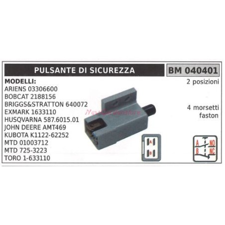 Interruptor de seguridad BRIGGS&STRATTON modelos ariens 03306600 bobcat 040401 | Newgardenstore.eu