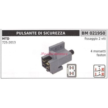 Mtd 725-2013 safety switch button fixing 2 screws 4 faston terminals 021950 | Newgardenstore.eu