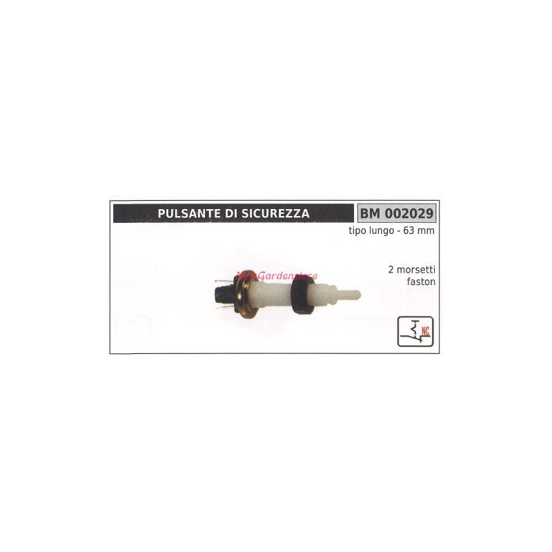 Bouton poussoir de sécurité type long 63 mm 2 bornes faston 002029