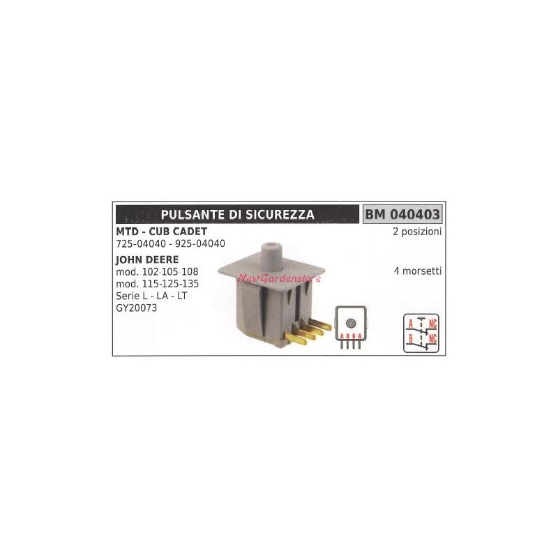 MTD CUB CADET bouton d'interrupteur de sécurité 725-04040 925-04040