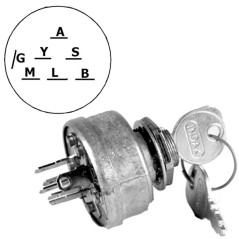 Interrupteur de démarrage de tondeuse à gazon 7 pôles avec clé MURRAY 92556