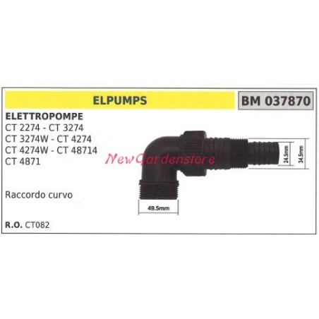 Raccord courbé ELPUMPS pompe à moteur ELPUMPS CT 2274 3274W 037870 | Newgardenstore.eu