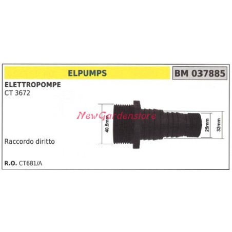 Raccordo dritto ELPUMPS elettropompa CT 3672 037885 | Newgardenstore.eu