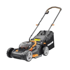 WORX WG743E cordless lawnmower with 2 x 20V+20V batteries and dual charger