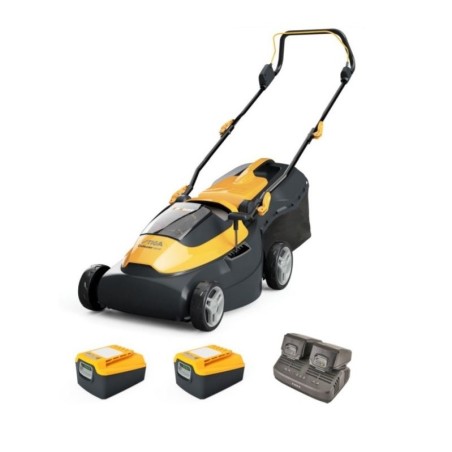 STIGA COLLECTOR 140e KIT tondeuse à gazon avec 2 batteries 4Ah et chargeur coupe 38cm | Newgardenstore.eu