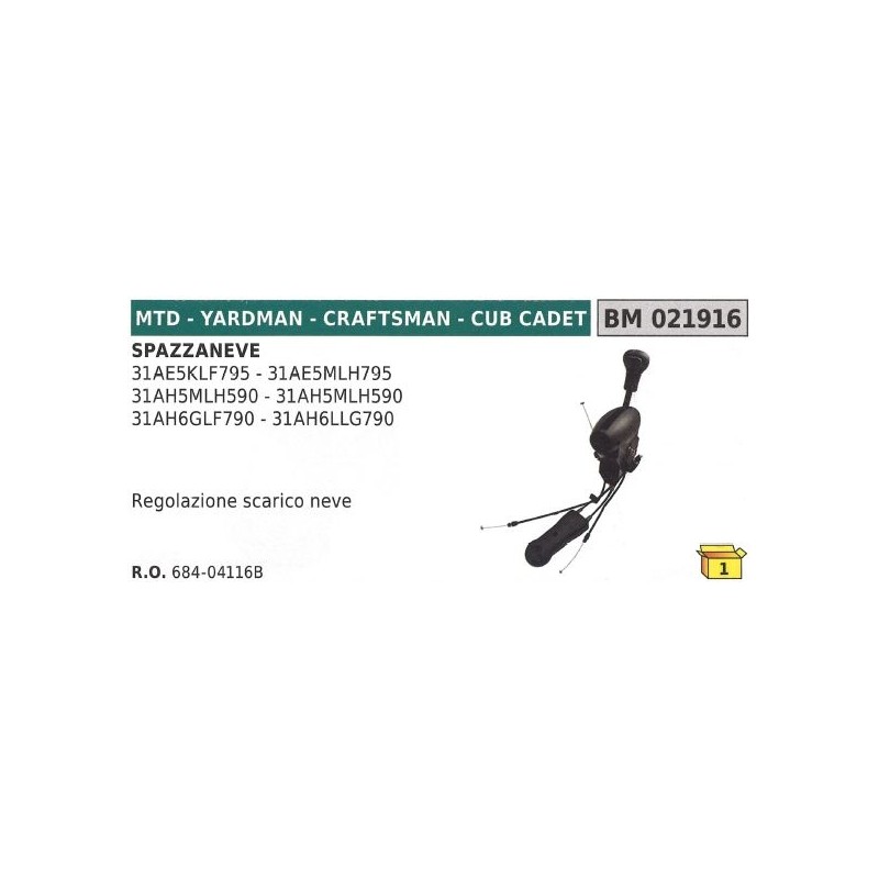 Snowplough snow discharge adjustment MTD - YARDMAN - CRAFTSMAN - CUB CADET