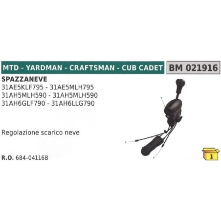 Snowplough snow discharge adjustment MTD - YARDMAN - CRAFTSMAN - CUB CADET | Newgardenstore.eu