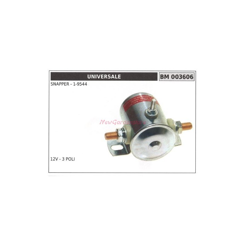 Relé solenoide marca universal SNAPPER 1-9544 12V- 3 POLOS 003606