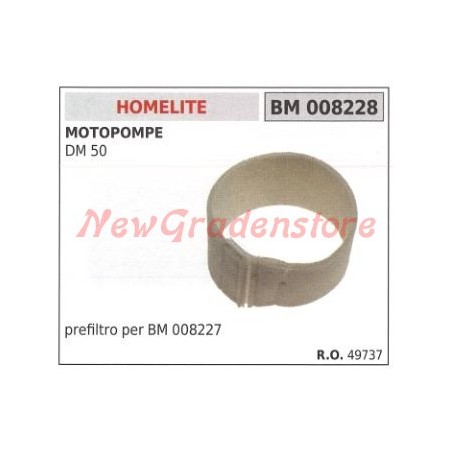 Air filter HOMELITE motopump DM 50 008228 | Newgardenstore.eu