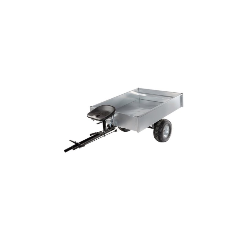 Towed trailer for skid steer with motor cultivator tipper body