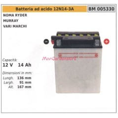 12N14-3A Batería de ácido para NOMA RYDER MURRAY diversas marcas 12V 14AH 005330 | Newgardenstore.eu