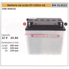 Batteria ad acido ET-12N24-4A per vari marchi 12V 24AH 014523 | Newgardenstore.eu