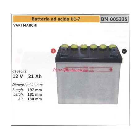 Batterie acide U1-7 pour MTD STIGA diverses marques 12V 21AH 005335 | Newgardenstore.eu