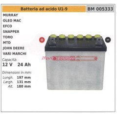 U1-9 Säure-Batterie für Rasentraktor snapper murray mtd efco toro 12v 24ah 005333 | Newgardenstore.eu