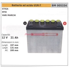 Batteria ad acido U1R-7 per MTD STIGA vari marchi 12V 21AH 005334 | Newgardenstore.eu