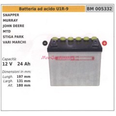 U1R-9 acid battery for snapper murray mtd 12v 24ah 005332